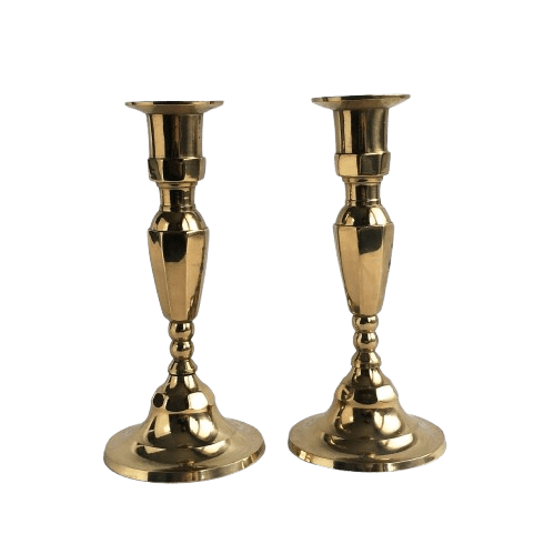 BRASS TAPER CANDLE HOLDER SET OF 2